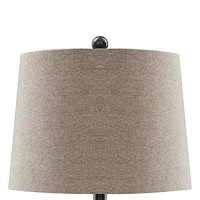 Benjara Vase Shape Frame Table Lamp With Fabric Shade, Set Of 2, Gray And Clear