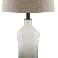 Benjara Vase Shape Frame Table Lamp With Fabric Shade, Set Of 2, Gray And Clear