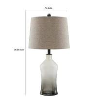 Benjara Vase Shape Frame Table Lamp With Fabric Shade, Set Of 2, Gray And Clear