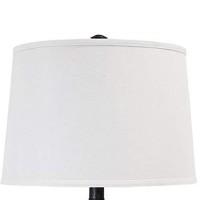 Benjara Smoky Glass Frame Table Lamp With Fabric Shade, Gray And Clear