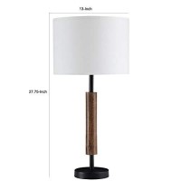 Benjara Table Lamp With Rolling Pin Base And Fabric Shade, Set Of 2, White And Brown