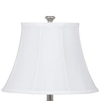 Benjara Metal Frame Table Lamp With Fabric Shade, Set Of 2, White And Silver