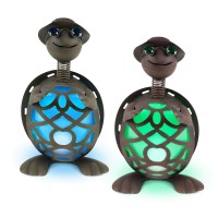 Set Of 2 Blue And Green Solar Powered Turtle Lanterns 14.5