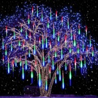 Meteor Shower Lights Outdoor, 11.8 Inches 10 Tubes 240 Led Snowfall Lights, Waterproof Meteor Christmas Lights, Hanging Falling Rain Lights For Tree Bushes Holiday Party Christmas Decor, Multicolored