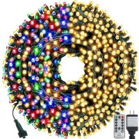 Chuya 300Led Dual Color Changing Christmas Tree Lights,Warm White To Multi Color,End-To-End Plug 9 Modes,105Ft Outdoor Indoor String Lights For Christmas Holidays Party Wedding Decoration