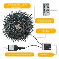 Chuya 300Led Dual Color Changing Christmas Tree Lights,Warm White To Multi Color,End-To-End Plug 9 Modes,105Ft Outdoor Indoor String Lights For Christmas Holidays Party Wedding Decoration