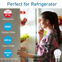 Yukihalu Led Refrigerator Light Bulb 40W Equivalent A15 Appliance Fridge Bulbs, Waterproof, 450 Lumen 5W Daylight 5000K E26 Medium Base, Small Size Bulb, For Damp Location, Not Dimmable, 2-Pack