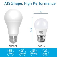 Yukihalu Led Refrigerator Light Bulb 40W Equivalent A15 Appliance Fridge Bulbs, Waterproof, 450 Lumen 5W Daylight 5000K E26 Medium Base, Small Size Bulb, For Damp Location, Not Dimmable, 2-Pack