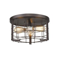 Odeums Industrial Flush Mount Ceiling Lights, 3-Lights Interior Exterior Close To Ceiling Flush Mount Lights Fixture, Antique Bronze Finish