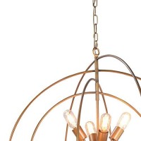 Benjara Bm227730 4 Rings Orb Shape 16 Light Metal Chandelier, Antique Brass