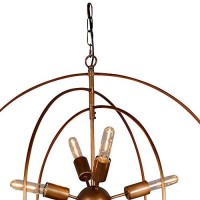 Benjara Bm227731 3 Rings Orb Shape 8 Light Metal Chandelier, Antique Brass