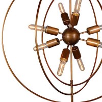 Benjara Bm227731 3 Rings Orb Shape 8 Light Metal Chandelier, Antique Brass