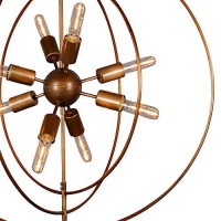 Benjara Bm227731 3 Rings Orb Shape 8 Light Metal Chandelier, Antique Brass