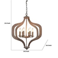 Benjara Bm227723 6 Fixture Metal Frame Chandelier With Caged Design, Rustic Bronze