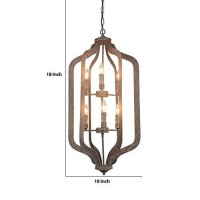 Benjara Bm227722 6 Fixture Metal Frame Chandelier With 2 Tier Lighting, Rustic Bronze