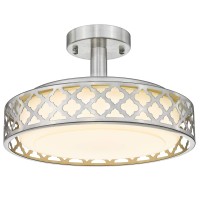 Vicnie Semi Flush Mount Ceiling Light, 14Inch 20W 1400 Lumens Ceiling Light Fixtures, 3000K Warm White, Brushed Nickel Finish, Metal Frame And Acrylic Lampshade For Kitchen, Hallway, Bedroom