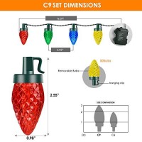 Zieglad C9 Battery Operated Christmas Lights (16.5Ft), Multicolor 50 Bulbs Led Christmas String Light Set, Faceted Christmas Tree Lights 8 Light Mode Christmas Decorations For Indoor Outdoor