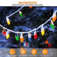 Zieglad C9 Battery Operated Christmas Lights (16.5Ft), Multicolor 50 Bulbs Led Christmas String Light Set, Faceted Christmas Tree Lights 8 Light Mode Christmas Decorations For Indoor Outdoor