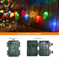 Zieglad C9 Battery Operated Christmas Lights (16.5Ft), Multicolor 50 Bulbs Led Christmas String Light Set, Faceted Christmas Tree Lights 8 Light Mode Christmas Decorations For Indoor Outdoor