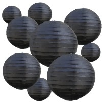 Beishida Black Round Paper Lanterns Decorative Hanging Asia Chinese Japanese Paper Lanterns Lamp For Birthday Wedding Halloween Home Decor Party Decoration(10 Packs)