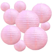 Beishida Pink Round Paper Lanterns Hanging Decorative Chinese Paper Lanterns Lamp For Valentine Birthday Wedding Party Decoration And Baby Bridal Shower(10 Packs)