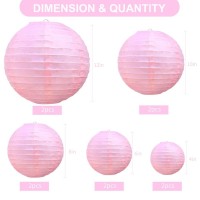 Beishida Pink Round Paper Lanterns Hanging Decorative Chinese Paper Lanterns Lamp For Valentine Birthday Wedding Party Decoration And Baby Bridal Shower(10 Packs)