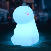 Vsaten Dinosaur Night Light For Kids Cute Color Changing Silicone Baby Night Light With Touch Sensor Portable Rechargeable Led