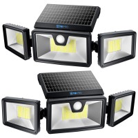 Tbi Security Solar Lights Outdoor 216 Led 2200Lm, 6500K - Extra-Wide Adjustable 360 3 Heads With 3 Modes,Wireless Motion Sensor 40Ft - Waterproof Ip65 Spot Flood Lights Solar Powered 2200Mah(2 Pack)