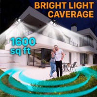 Tbi Security Solar Lights Outdoor 216 Led 2200Lm, 6500K - Extra-Wide Adjustable 360 3 Heads With 3 Modes,Wireless Motion Sensor 40Ft - Waterproof Ip65 Spot Flood Lights Solar Powered 2200Mah(2 Pack)