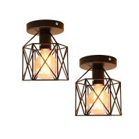 Aniu Semi Flush Mount Ceiling Light Fixture For Farmhouse Kitchen, Hallway, Porch, Black Rustic Industrial Style, Ceiling Light Covers For E26 Bulb. 2 Pack