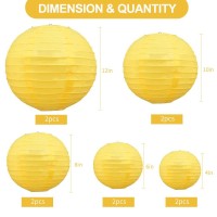 Beishida Yellow Round Paper Lanterns Decorative Hanging Asia Chinese Japanese Paper Lanterns Lamp For Birthday Halloween Wedding Baby Bridal Shower Fall Home Decor Party Decoration(10 Packs)