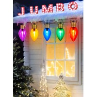 Jumbo C9 Christmas Lights Outdoor Decorations Lawn With Pathway Marker Stakes, 8.5 Feet Led Lights Covered Jumbo Multicolored Light Bulb For Holiday Outside Yard Garden Decor, 5 Lights