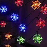 Xingpold Solar Christmas Snowflake String Lights Outdoor Waterproof Solar Powered Christmas Fairy Lights 30Ft 50 Led 8 Modes Solar Snowflake Lights For Christmas Tree Garden Patio Decor (Multicolor)