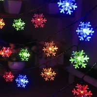 Xingpold Solar Christmas Snowflake String Lights Outdoor Waterproof Solar Powered Christmas Fairy Lights 30Ft 50 Led 8 Modes Solar Snowflake Lights For Christmas Tree Garden Patio Decor (Multicolor)