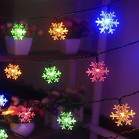 Xingpold Solar Christmas Snowflake String Lights Outdoor Waterproof Solar Powered Christmas Fairy Lights 30Ft 50 Led 8 Modes Solar Snowflake Lights For Christmas Tree Garden Patio Decor (Multicolor)