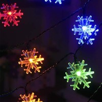 Xingpold Solar Christmas Snowflake String Lights Outdoor Waterproof Solar Powered Christmas Fairy Lights 30Ft 50 Led 8 Modes Solar Snowflake Lights For Christmas Tree Garden Patio Decor (Multicolor)