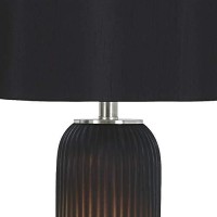 Benjara Hand Carved Glass Body Table Lamp With Fabric Drum Shade, Set Of 2, Black