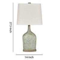 Benjara Bottle Shape Paper Composite Table Lamp With Fabric Shade, Set Of 2, Gray