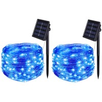 Bolweo Blue Solar Lights Outdoor String, 16.4Ft 50Led Starbright Solar Lights, Ip65 Waterproof Wire Lighting For Christmas Tree Halloween Diwali Home Garden Wedding Party Fairy Decoration