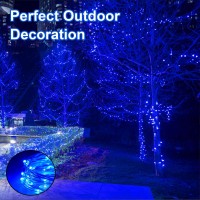 Bolweo Blue Solar Lights Outdoor String, 16.4Ft 50Led Starbright Solar Lights, Ip65 Waterproof Wire Lighting For Christmas Tree Halloween Diwali Home Garden Wedding Party Fairy Decoration