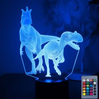 Dinosaur Night Light For Boys, T Rex Toys Christmas Birthday Gifts For Kids, 16 Colors 3D Nightlight With Remote Control And Smart Touch Desk Lamp Decor