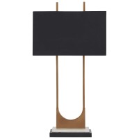 Benjara U Shaped Metal Body Table Lamp With Marble Base Gold And Black