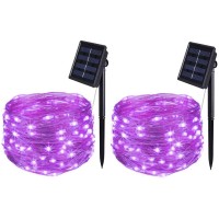 Purple Fairy Lights Solar Outdoor Lights Halloween Decorations, Diwali Solar String Lights 16.4Ft 50 Led, Ip65 Waterproof Solar Lights Outdoor Garden Yard Deck Fence Patio Decor Christmas Decorations