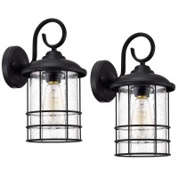 Micsiu Outdoor Wall Lantern 1-Light 2 Pack Exterior Wall Sconce Lamp Porch Light Fixture Waterproof With Clear Seedy Glass,Textured Black For Entryway, Home, Patio,Garage,Doorway