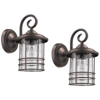 Micsiu Outdoor Wall Lantern 1-Light 2 Pack Exterior Wall Sconce Lamp Porch Light Fixture Waterproof With Clear Seedy Glass,Oil Rubbed Bronze For Entryway, House, Patio,Garage,Doorway