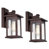 Micsiu 2 Pack Oil Rubbed Bronze Outdoor Light Fixtures 12 Inch Exterior Wall Lighting With Clear Seedy Glass Shades Waterproof