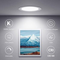 Lepro 6 Pack 4 Inch Canless Led Recessed Light With Junction Box, Ultra-Thin 5000K Daylight, Dimmable Retrofit Downlight, 10W Eqv. 75W,750Lm High Brightness,Baffle Trim,Etl,Energy Star&Fcc Certified