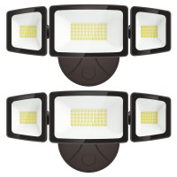 Olafus 55W Flood Lights Outdoor, 2 Pack Led Security Lights 5500Lm, 6500K Outdoor Flood Light Fixture, 3 Adjustable Heads, Ip65 Waterproof Brown Exterior Flood Light For Yard, Garage, Walleave Mount