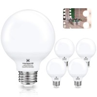 Hansang G25 Led Light Bulbs Uniform Lighting Vanity Light Globe Bulbs, 4000K Natural Daylight High Cri Bathroom Mirror Light Bulbs E26 Base For Bathroom Bedroom Makeup Mirror Not-Dimmable 4 Pack