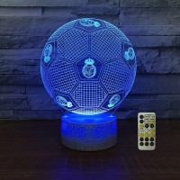 Ztop Football 3D Optical Illusion Night Light Table Lamp 7 Colors Change Remote Control With Timer,Dimmable,Battery Or Usb Powered,Christmas Birthday Gift For Boys Girls Baby